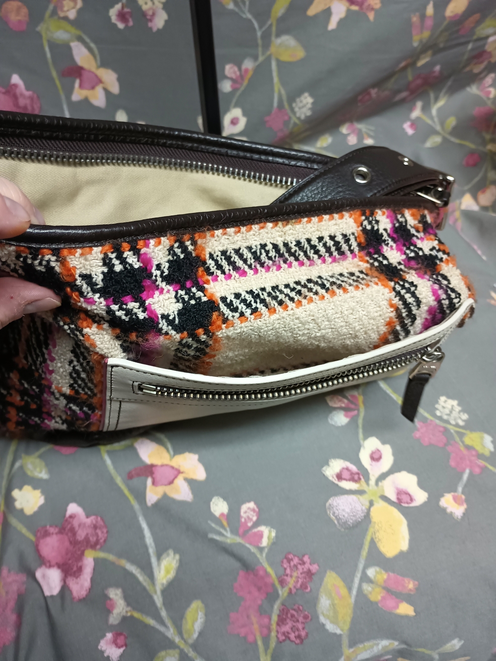 COACH Legacy Duffle Plaid Wool & Leather Hobo Bag 21146 - Picture 11 of 12